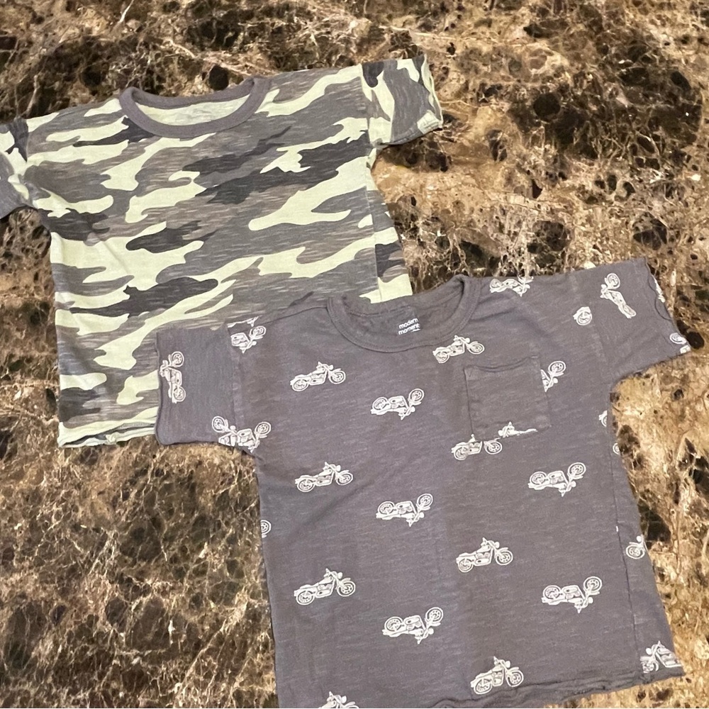 Camo and Motorcycle Print Kids T-Shirts
